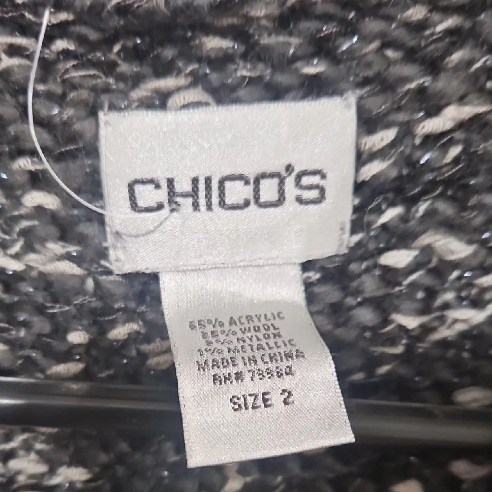Chico's  Black and White‎ Textured Sweater  Vest Size 2